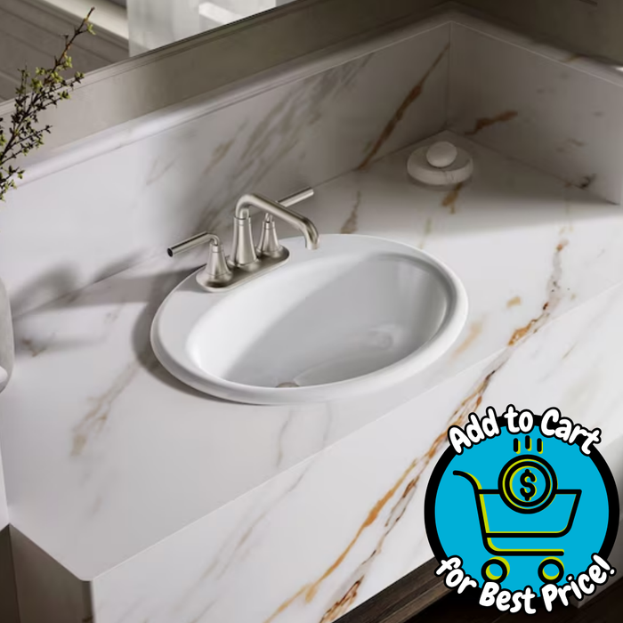 Kohler Farmington Cast Iron 16.25" Drop-in Oval Traditional Bathroom Sink