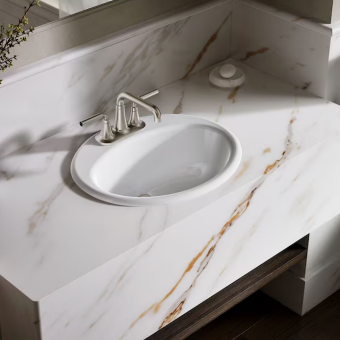 Kohler Farmington Cast Iron 16.25" Drop-in Oval Traditional Bathroom Sink