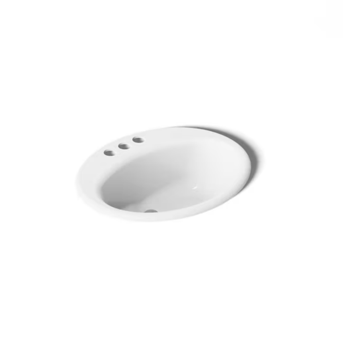 Kohler Farmington Cast Iron 16.25" Drop-in Oval Traditional Bathroom Sink