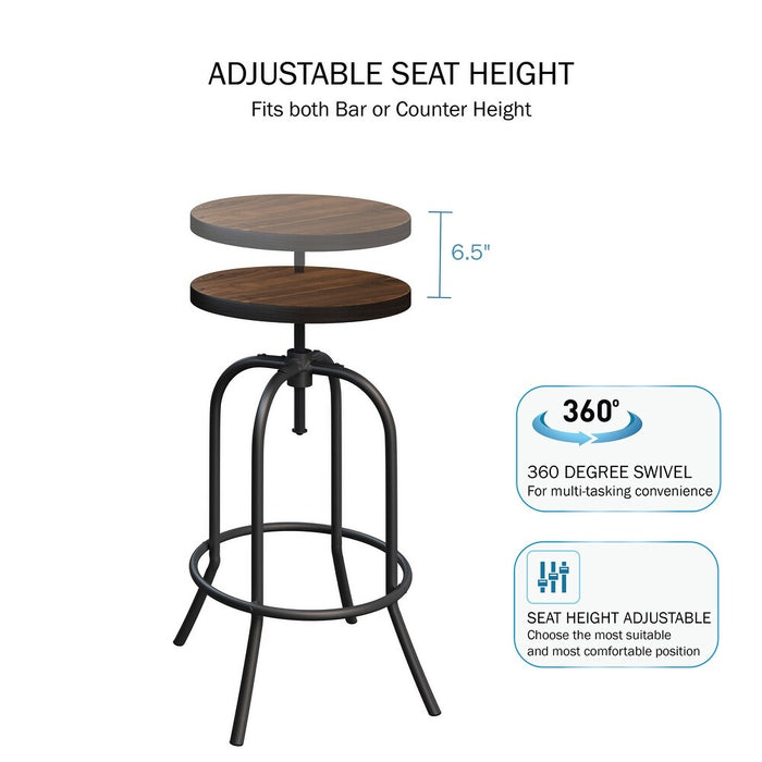 Lavish Home Swivel and Adjustable Bar Stool Set (Brown)