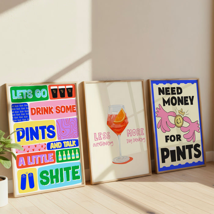 Less Overthinking, More Day Drinking - Aperol Print  - Irish Humour