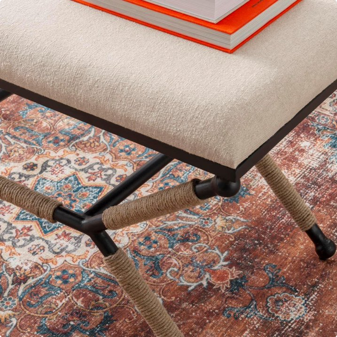 Linon Ashburn Campaign Bench Linen