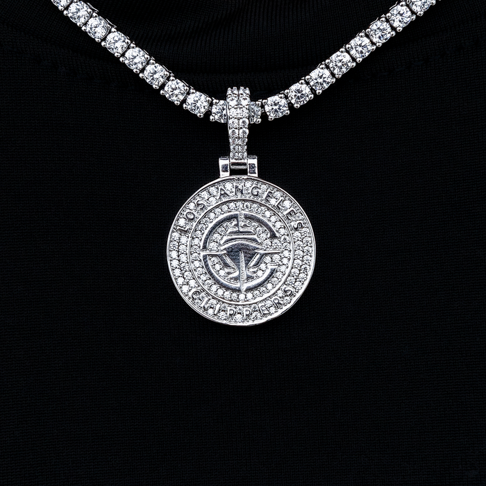 Los Angeles Clippers Official NBA Micro Logo Pendant in White Gold