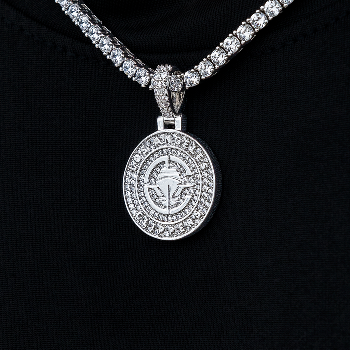 Los Angeles Clippers Official NBA Micro Logo Pendant in White Gold