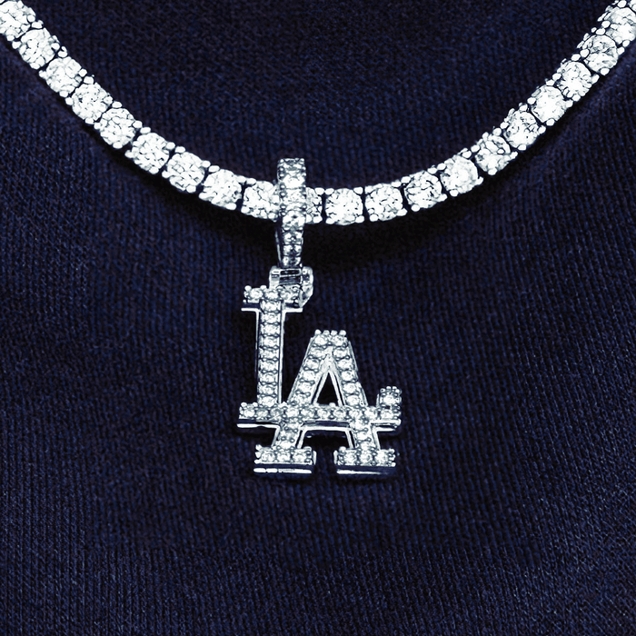 Los Angeles Dodgers Micro Pendant in White Gold - The GLD Shop