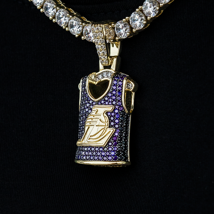 Los Angeles Lakers Official NBA Jersey Pendant - Yellow Gold