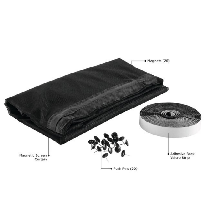 M-D Universal Black Single Magnetic Polyester Screen door