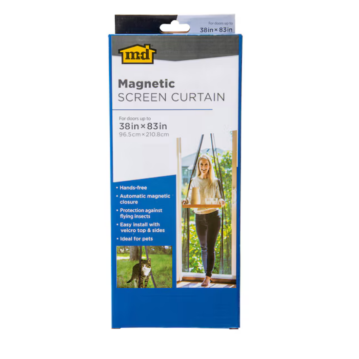 M-D Universal Black Single Magnetic Polyester Screen door