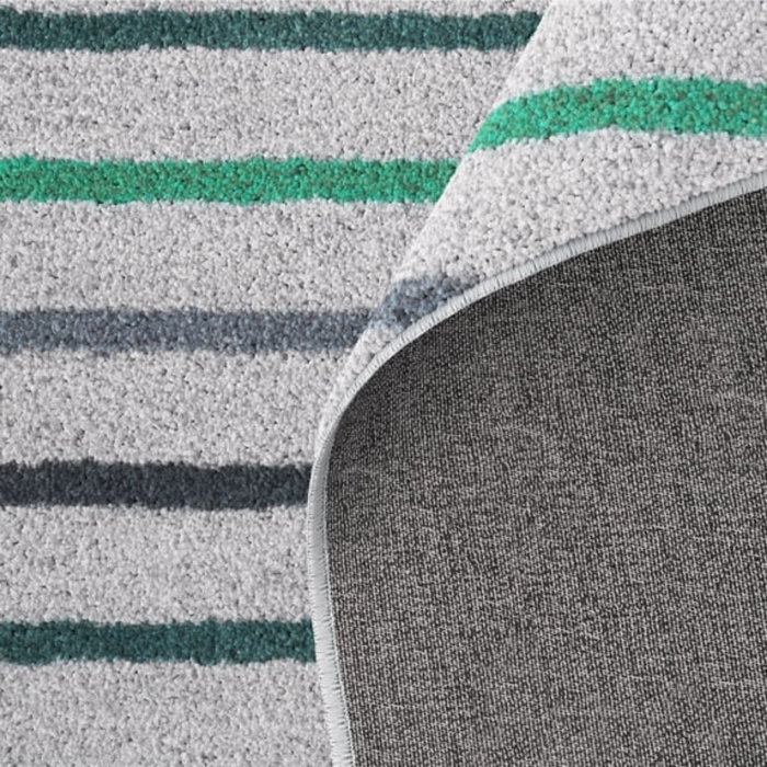 Mainstays Kids Washable Striped Area Rug, Blue and Green, 8 ft x 10 ft