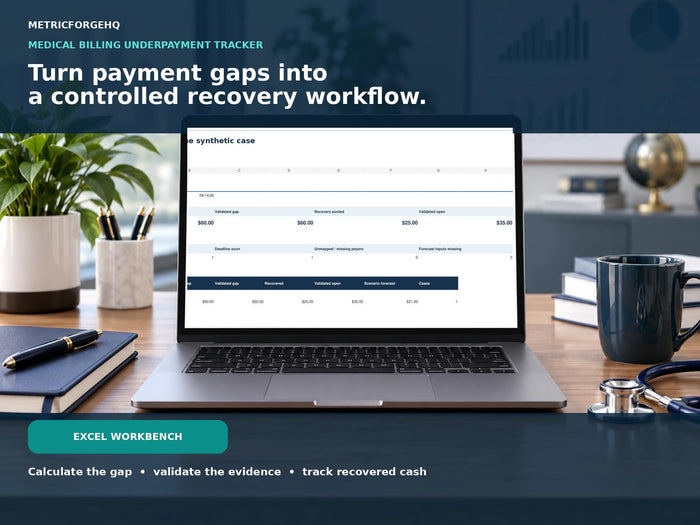 Medical Billing Underpayment Tracker Excel - product preview 1