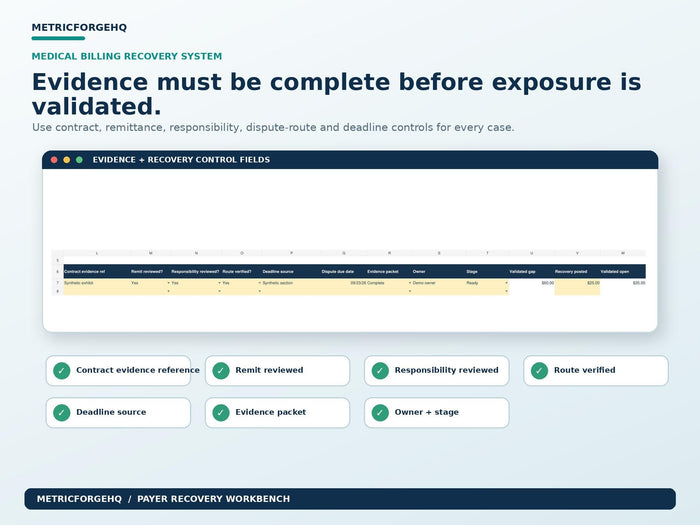 Medical Billing Underpayment Tracker Excel - product preview 6