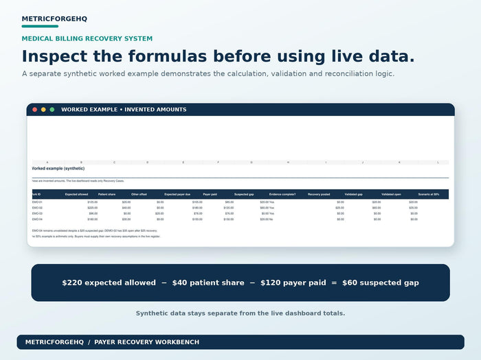 Medical Billing Underpayment Tracker Excel - product preview 7