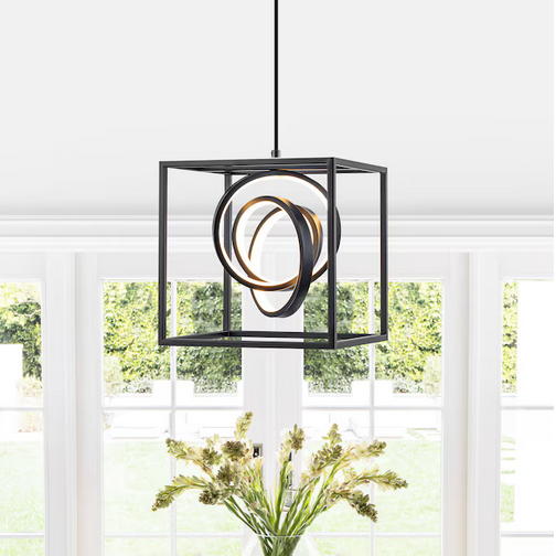 MENCOLULU Light Black Modern/contemporary Square LED Small Hanging Pendant Light
