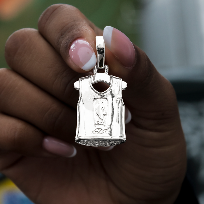 Miami Heat Official NBA Jersey Pendant - White Gold