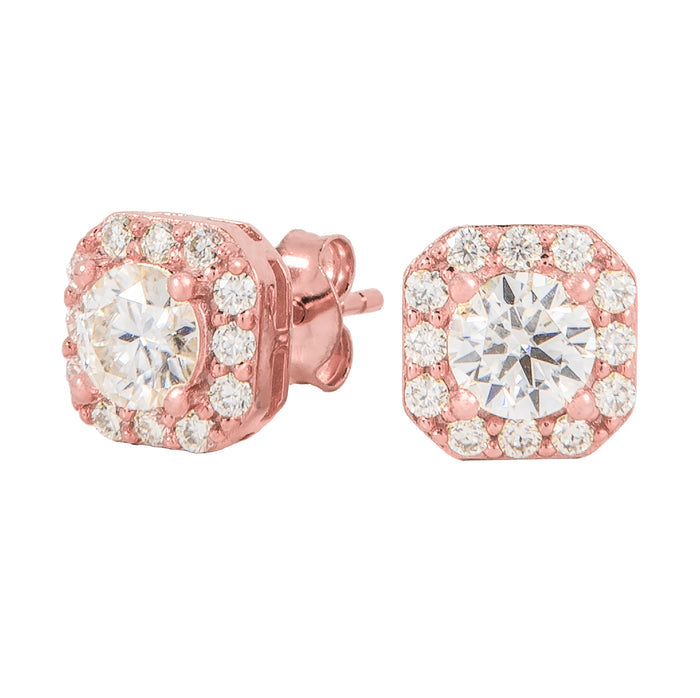 Micro Clustered Moissanite Earrings in Rose Gold Vermeil
