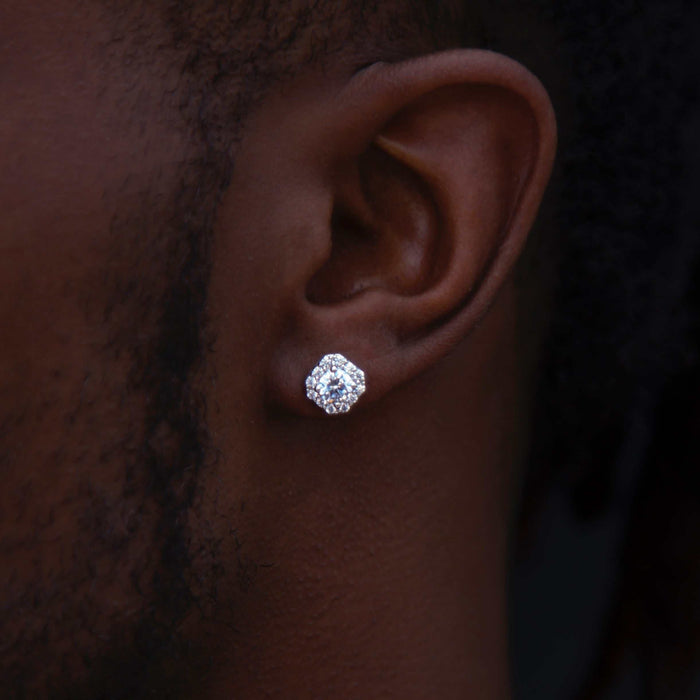 Micro Clustered Moissanite Earrings in White Gold Vermeil
