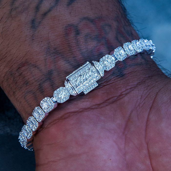 Micro Clustered Tennis Chain + Bracelet Bundle in White Gold