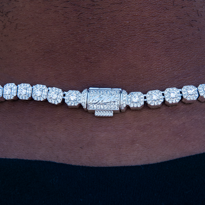 Micro Clustered Tennis Chain + Bracelet Bundle in White Gold