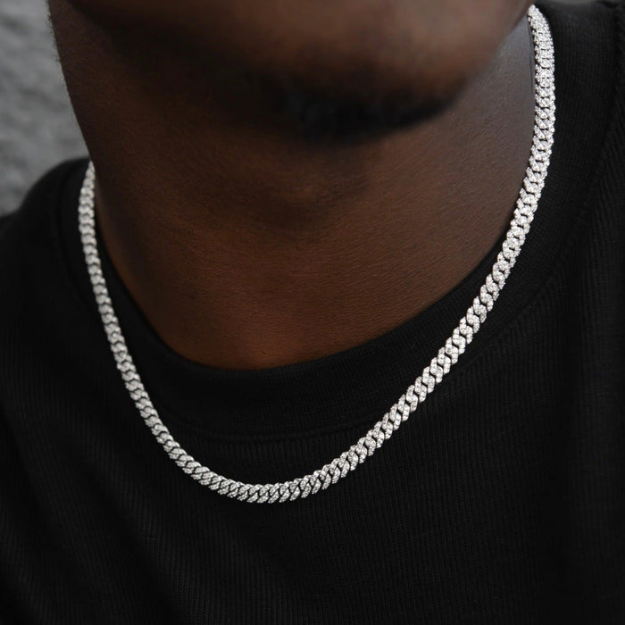Micro Diamond Prong Chain + Bracelet Bundle in White Gold - 6mm