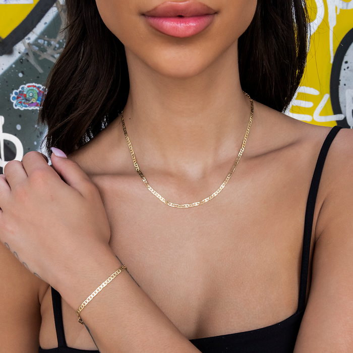 Micro Flat Valentina Bracelet in Yellow Gold- 2mm