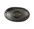 The Midnight Wave Bowl, in Black/Multi, showcases an oval silhouette and glossy hand-finished glass with a textured interior and smooth, rounded rim—an elegant accent for modern organic decor, presented from a top-down view against a white background.