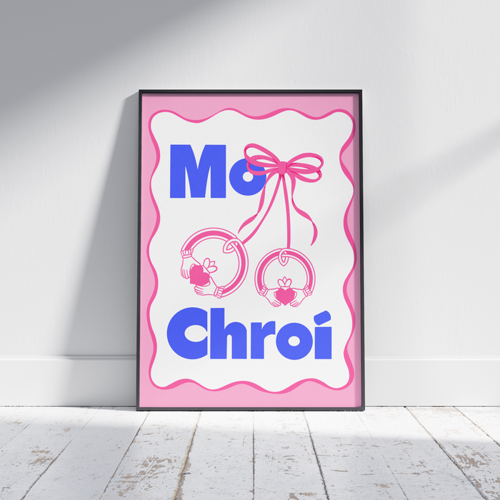 Mo Chroí Irish Print - My Heart with Claddagh Ring "Cherries" - Gaeilge Art