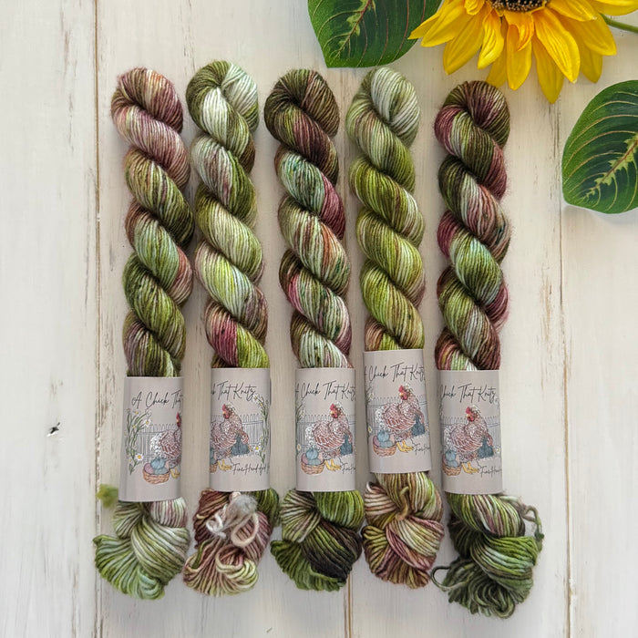 "Moss Agate" - Singles Fingering Mini Hand-Dyed Yarn