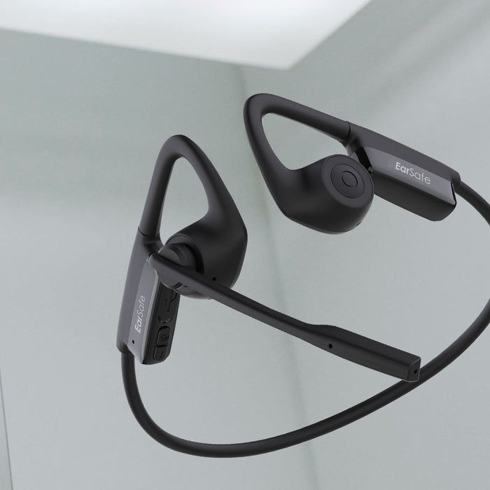 NG EarSafe Comm 2.0 Open Ear Wireless Headphones with Noise Cancelling Boom Mic and Mute Button