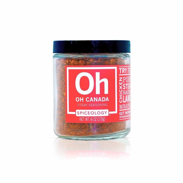 Spiceology Oh Canada blend large 9oz jar on white background, front label view
