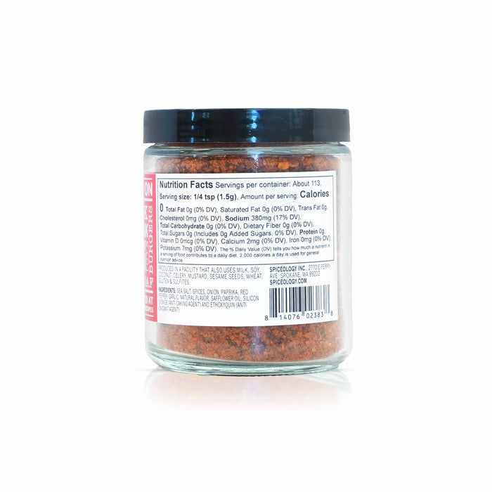 Back view of Spiceology cream of oh canada displaying nutrition facts and ingredient information.