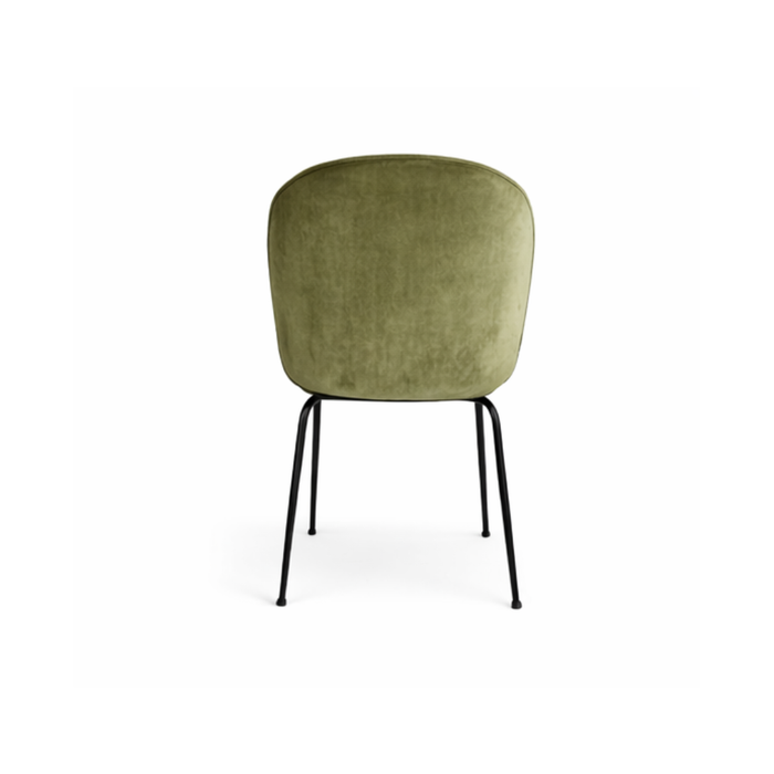 Olive Green Velvet Dining Chairs (Set of 2) – Modern Curved Back w/ Black Metal Legs