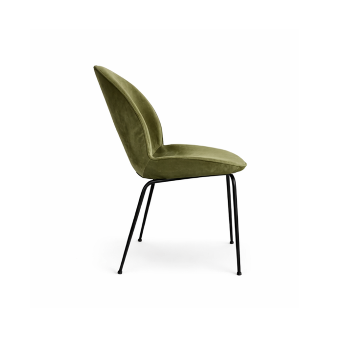 Olive Green Velvet Dining Chairs (Set of 2) – Modern Curved Back w/ Black Metal Legs