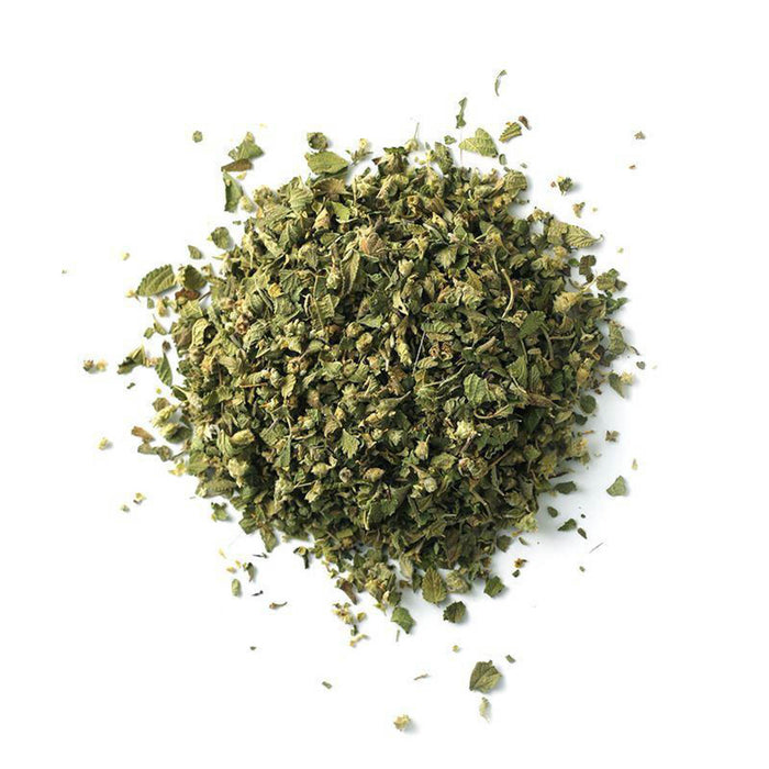 Closeup of green leafy flakes