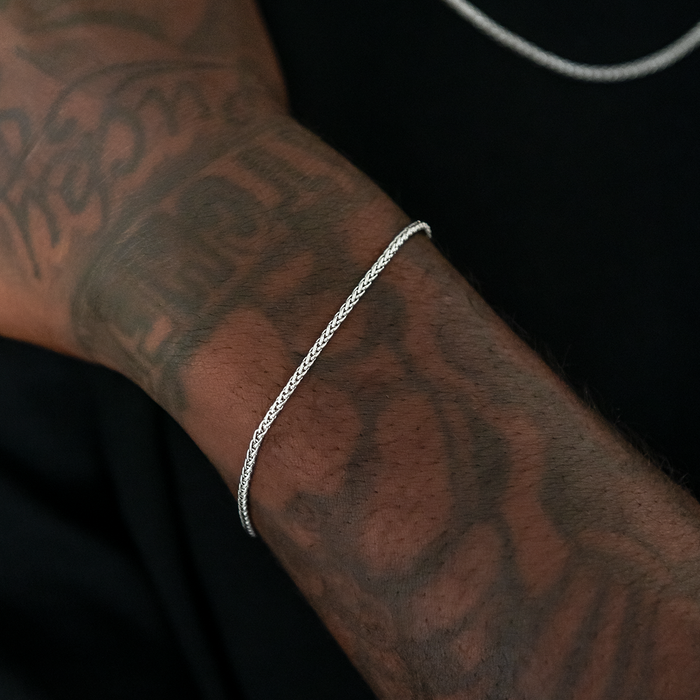 Palm Chain + Bracelet Bundle in White Gold- 2mm