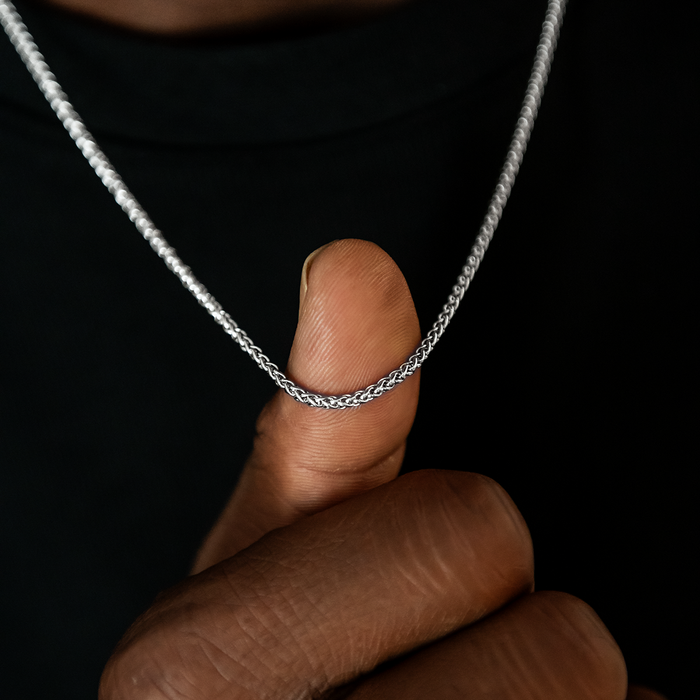 Palm Chain + Bracelet Bundle in White Gold- 2mm