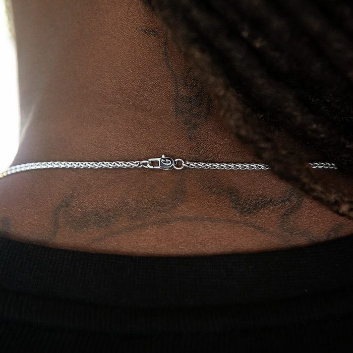 Palm Chain + Bracelet Bundle in White Gold- 2mm