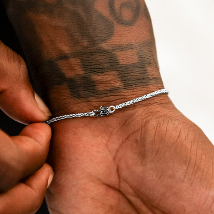 Palm Chain + Bracelet Bundle in White Gold- 2mm