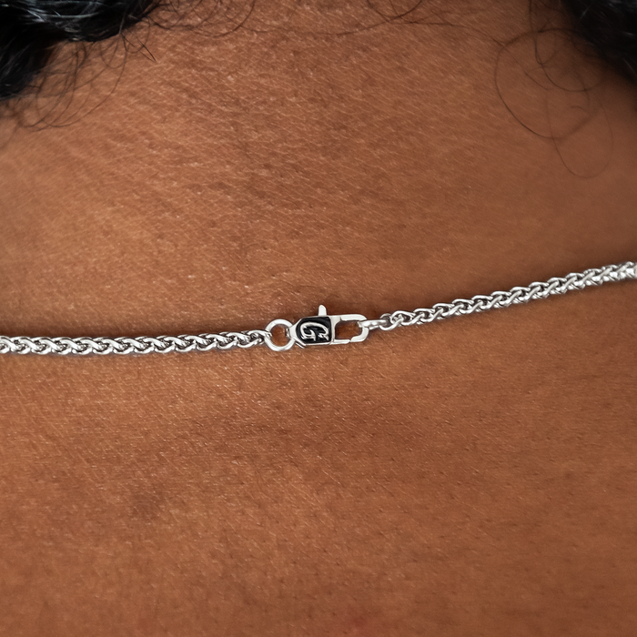Palm Chain Necklace + Bracelet Bundle in White Gold- 2mm