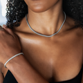 Palm Chain Necklace + Bracelet Bundle in White Gold- 4mm