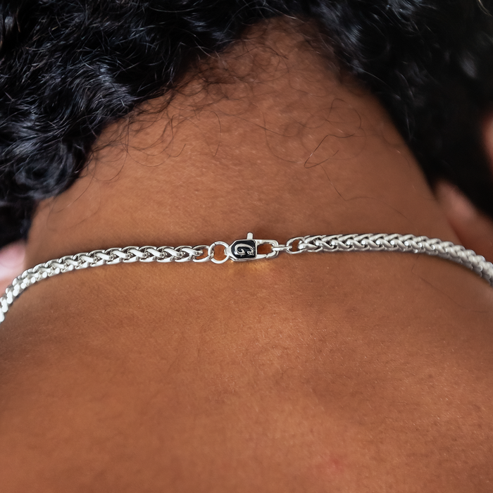 Palm Chain Necklace + Bracelet Bundle in White Gold- 4mm