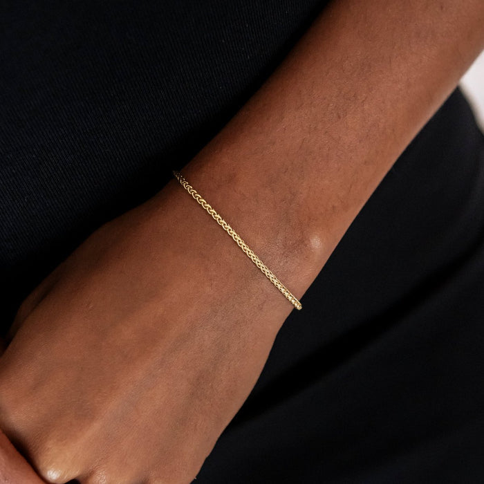 Palm Chain Necklace + Bracelet Bundle in Yellow Gold- 2mm