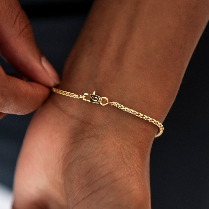 Palm Chain Necklace + Bracelet Bundle in Yellow Gold- 2mm