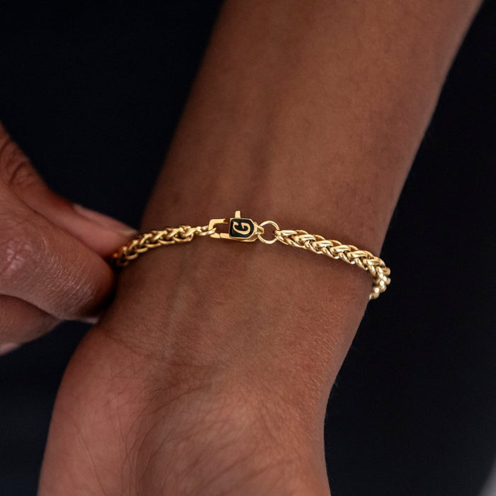 Palm Chain Necklace + Bracelet Bundle in Yellow Gold- 4mm