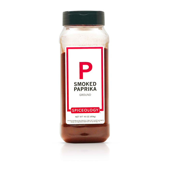 Bottle of Spiceology Smoked Paprika on a white background