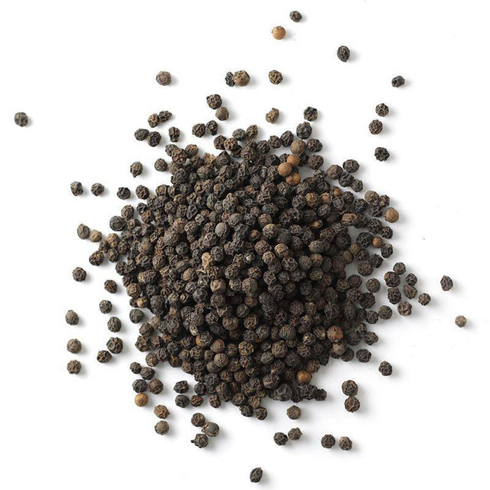 Closeup of black peppercorns