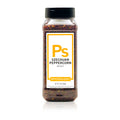 A clear spice jar labeled Blackberry Balsamic Tangy Blend by Spiceology, featuring a purple label with white text and a black lid. The spice inside appears as a fine pinkish powder.