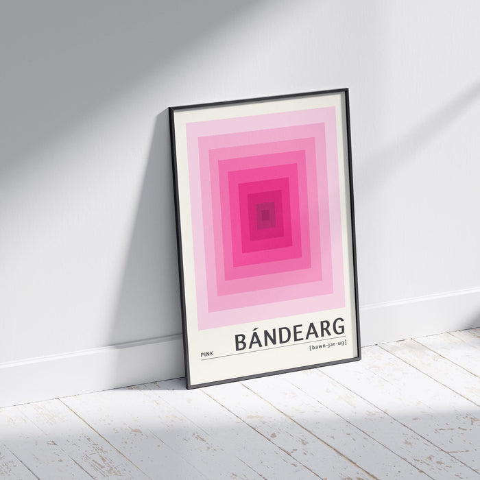 Pink Irish Print - Bándearg. Irish colour art