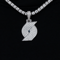 Portland Trail Blazers Official NBA Micro Logo Pendant in White Gold