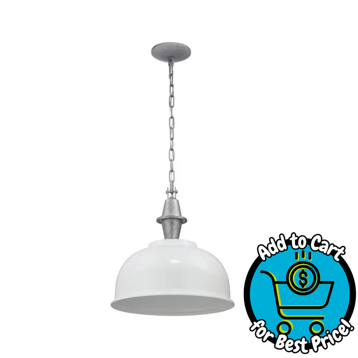 Progress Lighting Impress White Industrial Dome Led; Hanging Pendant Light