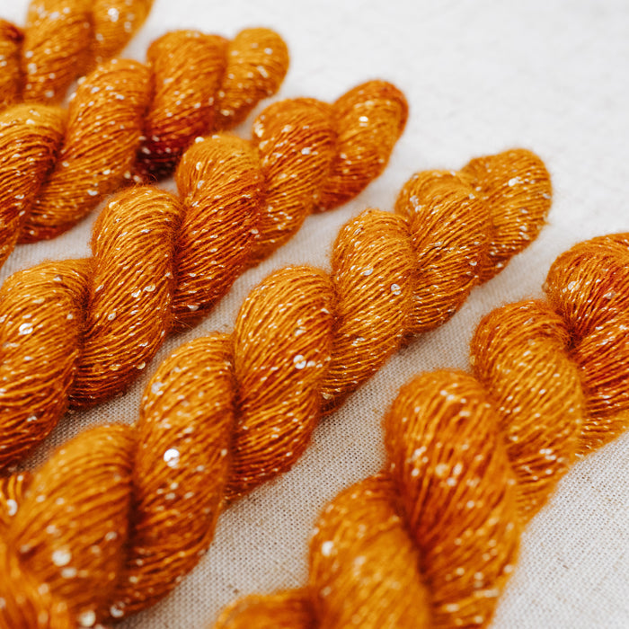 "Pumpkin Spice" Sequin Hand-Dyed Yarn